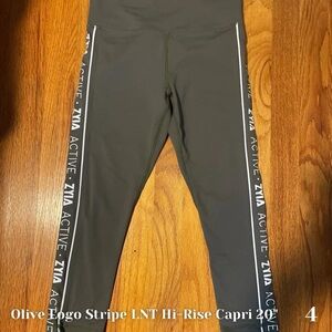 Olive Logo Stripe LNT Hi-Rise Capri 20” Size 4 Zyia